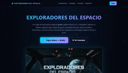 Pantalla de presentación de Exploradores del Espacio con la nave y el título del juego